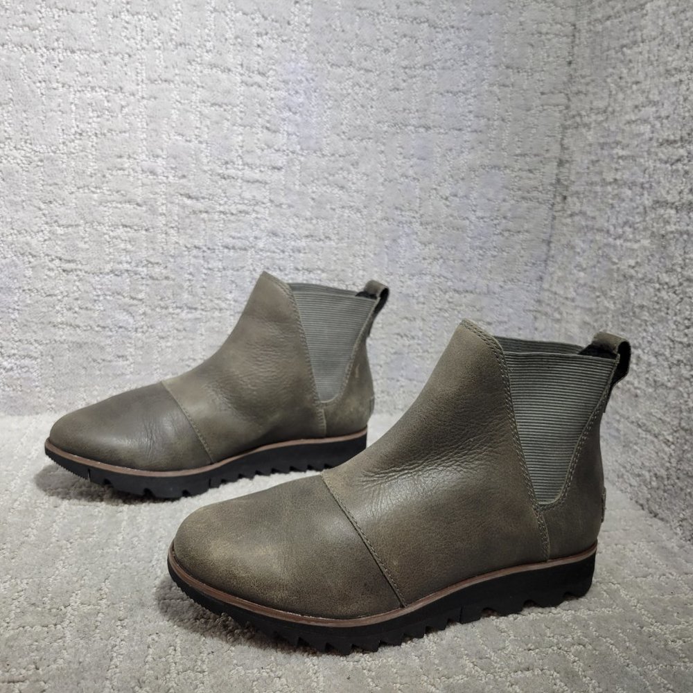 Sorel Harlow Women's Size US 5.5 Gray Leather Chelsea Pull On Ankle Boots NEW - Picture 5 of 9